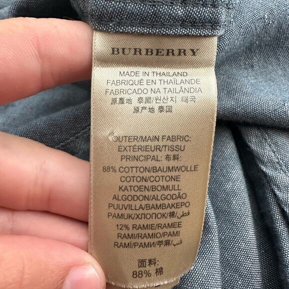 Burberry Brit Shirt Mens Small Blue Chambray Button Up Casual Shirt Designer - Picture 10 of 11